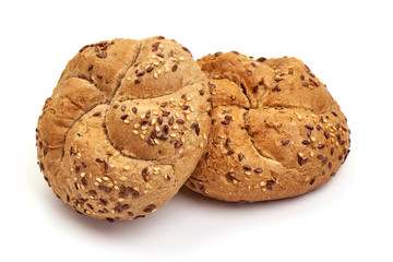 Traditional kaiser roll, isolated on white background