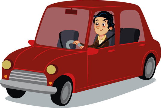 Vector illustration of a driver with a car.