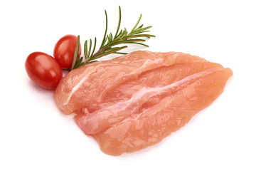 Raw chicken breast fillet, isolated on white background