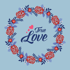 The beauty of leaf and red flower frame, for cute true love greeting card wallpaper design. Vector