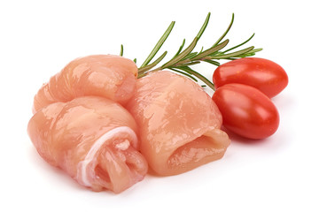 Raw chicken breast fillet, isolated on white background