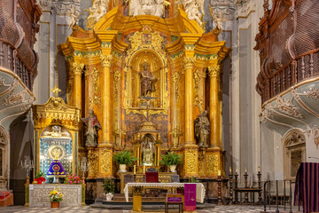 Interior view of Church of San Juan el Real, Calatayud, Aragon, Spain 