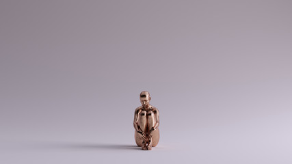 Bronze Mysterious Witch Woman Sitting Down 3d illustration 3d render