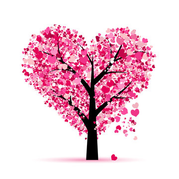Love tree. Valentines day card for your design