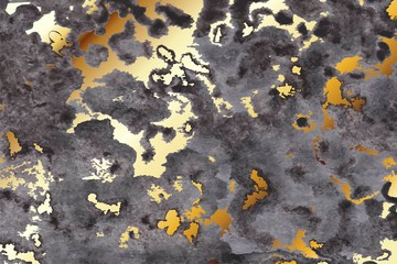 Obraz premium Luxury grey watercolor and gold texture background. Abstract hand drawn art.