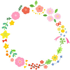 花のフレーム　円形　リース