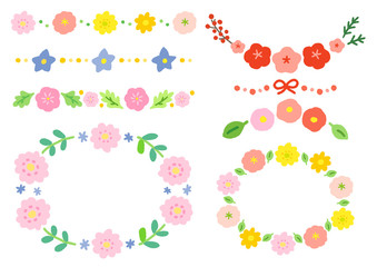 春　花のフレーム　飾り罫　バナー　飾り