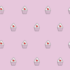 Wrapping paper - Seamless pattern of cake, cupcake and muffin for vector graphic design