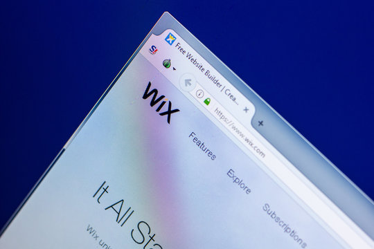 Ryazan, Russia - April 29, 2018: Homepage of Wix website on the display of PC, url - Wix.com.