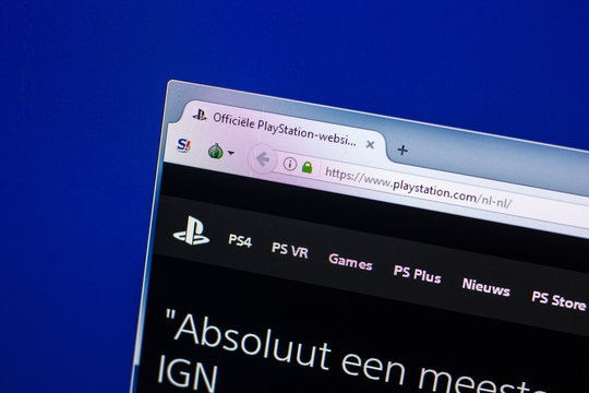 Ryazan, Russia - April 29, 2018: Homepage of Playstation website on the display of PC, url - Playstation.com.