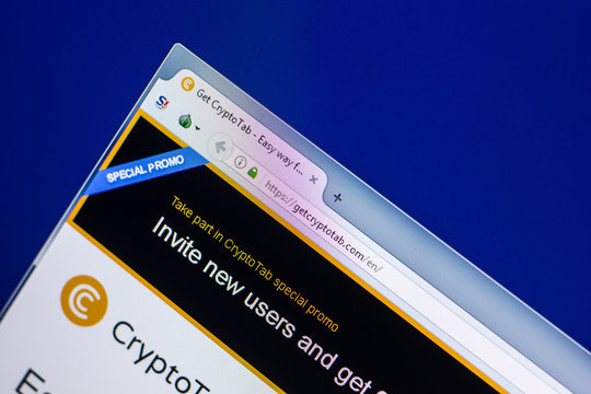 Ryazan, Russia - April 29, 2018: Homepage of Getcryptotab website on the display of PC, url - Getcryptotab.com.