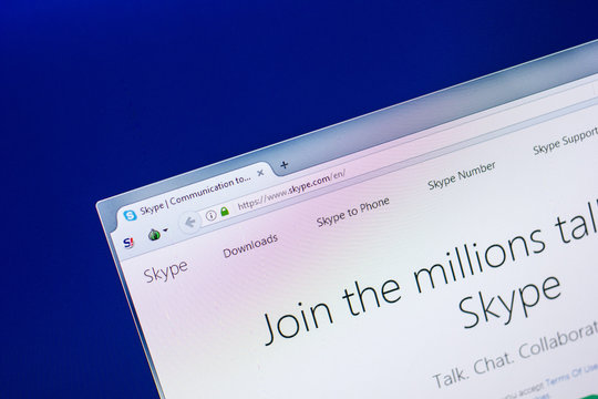 Ryazan, Russia - April 29, 2018: Homepage of Skype website on the display of PC, url - Skype.com.