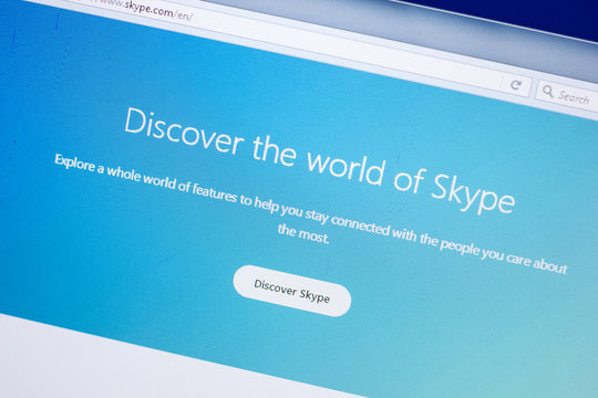 Ryazan, Russia - April 29, 2018: Homepage of Skype website on the display of PC, url - Skype.com.