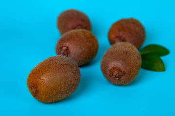 Ripe kiwi on a blue background