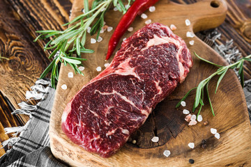 fresh quality expensive pork beef steak in a restaurant