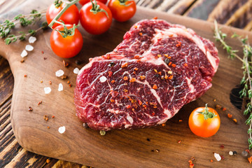 fresh quality expensive pork beef steak in a restaurant