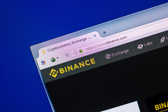 Ryazan, Russia - April 29, 2018: Homepage of Binance website on the display of PC, url - Binance.com.