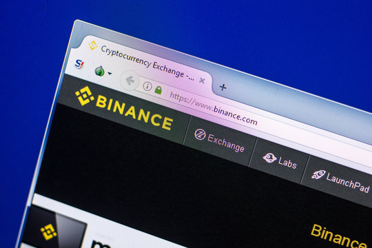 Ryazan, Russia - April 29, 2018: Homepage of Binance website on the display of PC, url - Binance.com.