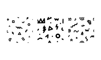 set of memphis seamless pattern vector illustration