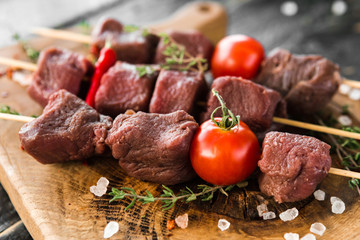 fresh quality expensive pork beef steak in a restaurant