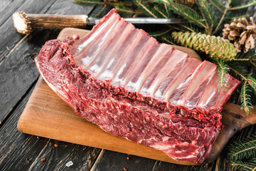 fresh quality expensive pork beef steak in a restaurant