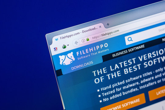 Ryazan, Russia - April 29, 2018: Homepage of Filehippo website on the display of PC, url - Filehippo.com