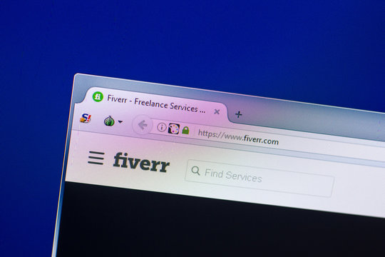Ryazan, Russia - April 29, 2018: Homepage of Fiverr website on the display of PC, url - Fiverr.com.