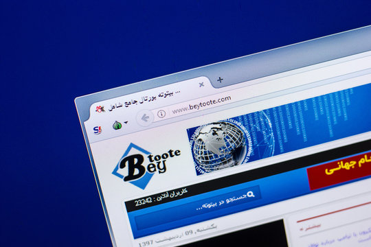 Ryazan, Russia - April 29, 2018: Homepage of Beytoote website on the display of PC, url - Beytoote.com