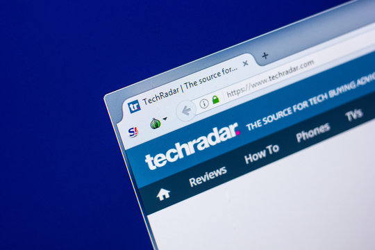 Ryazan, Russia - April 29, 2018: Homepage of Techradar website on the display of PC, url - Techradar.com