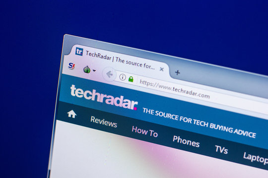 Ryazan, Russia - April 29, 2018: Homepage of Techradar website on the display of PC, url - Techradar.com