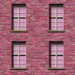 Brick wall outside a residential building- architecture exterior. 2d illustration