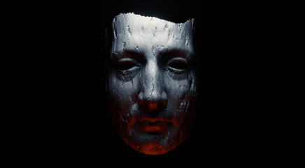 Concept of mistic mask or face. 3d illustration