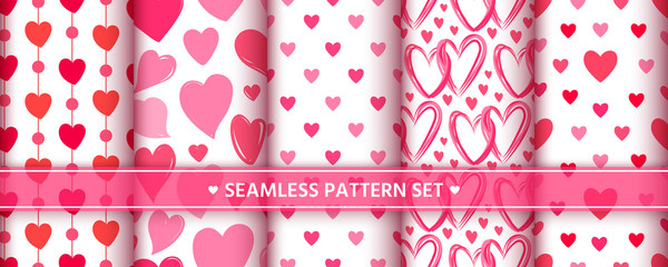 heart seamless pattern set love valentine romantic