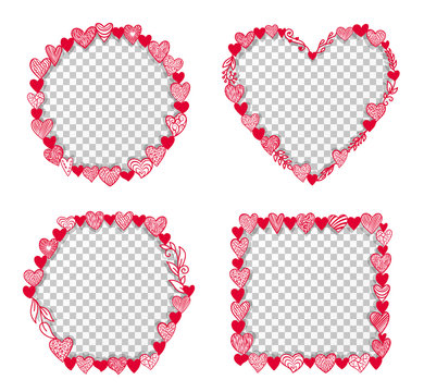 Valentine heart frame transparent vector template