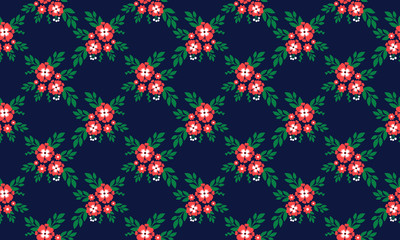 Fototapeta na wymiar Seamless floral pattern background for Christmas, with leaf and floral drawing.