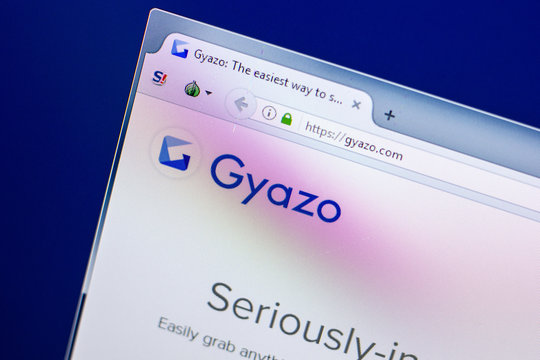 Ryazan, Russia - April 29, 2018: Homepage of Gyazo website on the display of PC, url - Gyazo.com