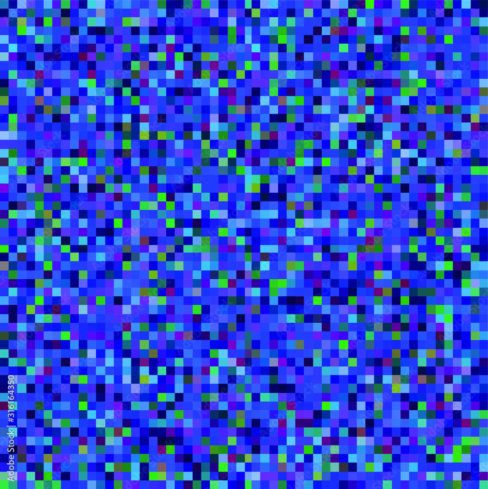 Fototapete Abstract geometric background with glitch art VHS effect of pixel sorting. Mosaic of random colorful pixels like in 8bit video game.
