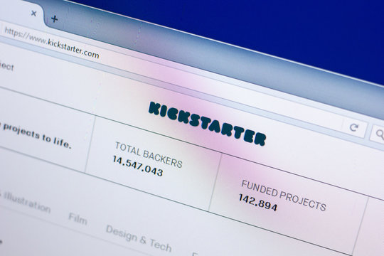 Ryazan, Russia - April 29, 2018: Homepage of Kickstarter website on the display of PC, url - Kickstarter.com