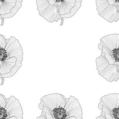 seamless pattern of black and white poppies