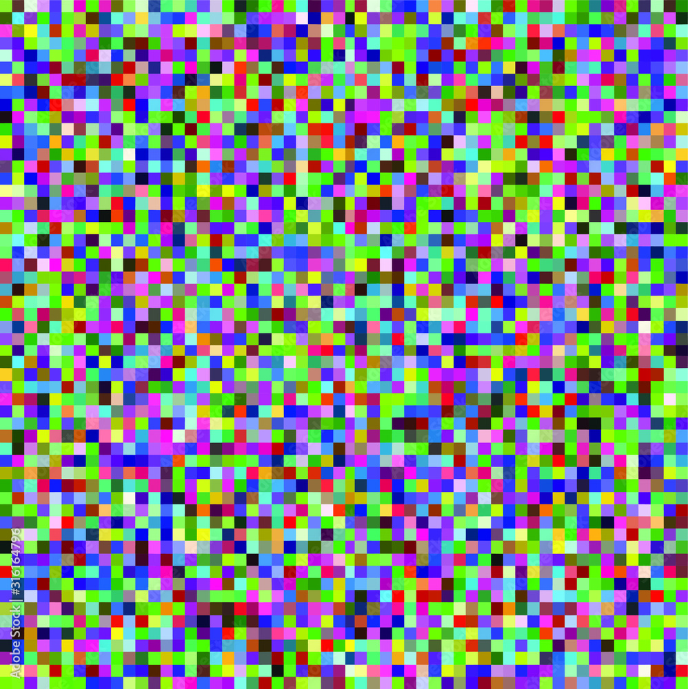 Aufkleber Abstract geometric background with glitch art VHS effect of pixel sorting. Mosaic of random colorful pixels like in 8bit video game.