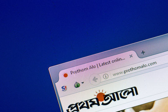 Ryazan, Russia - April 29, 2018: Homepage of Prothomalo website on the display of PC, url - Prothomalo.com