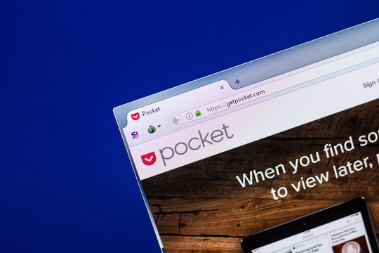 Ryazan, Russia - April 29, 2018: Homepage of Getpocket website on the display of PC, url - Getpocket.com