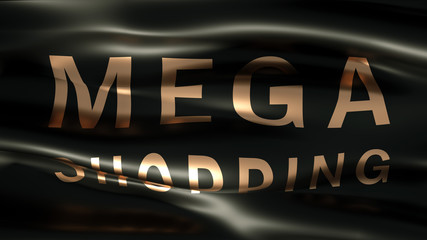 Obraz premium Beautiful black luxury flag with a golden congratulation. 3d illustration, 3d rendering.