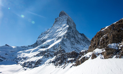Zermatt Matterhorn view mountain winter snow landscape Swiss Alps