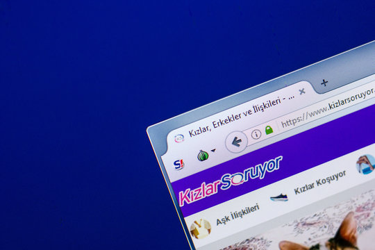 Ryazan, Russia - April 29, 2018: Homepage of Kizlarsoruyor website on the display of PC, url - Kizlarsoruyor.com