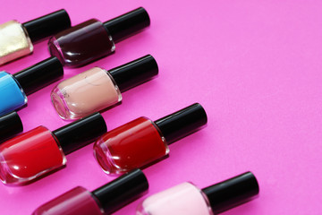 Obraz premium nail polish on pink background