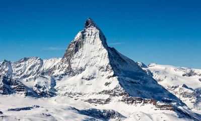 Fototapeta na wymiar Zermatt Matterhorn view mountain winter snow landscape Swiss Alps