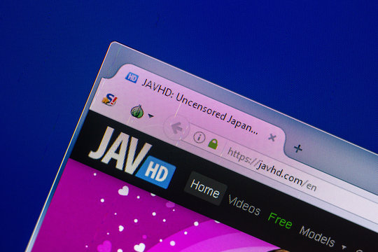 Ryazan, Russia - April 29, 2018: Homepage of Javhd website on the display of PC, url - Javhd.com