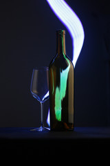 wine bottle wineglass