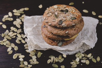 delicious cookies with seeds on the table